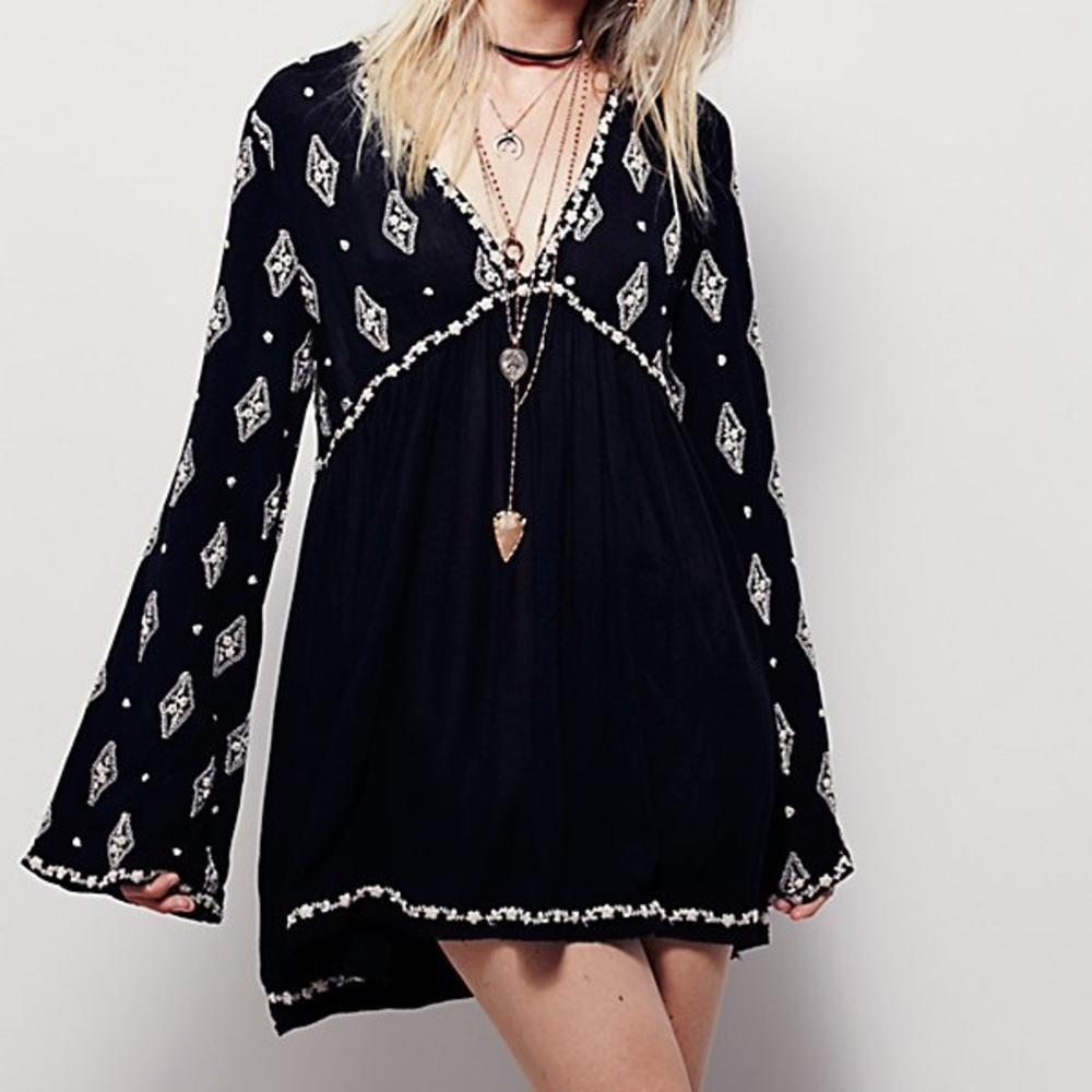 Free People Embroidered Bell Sleeve Top/Dress
